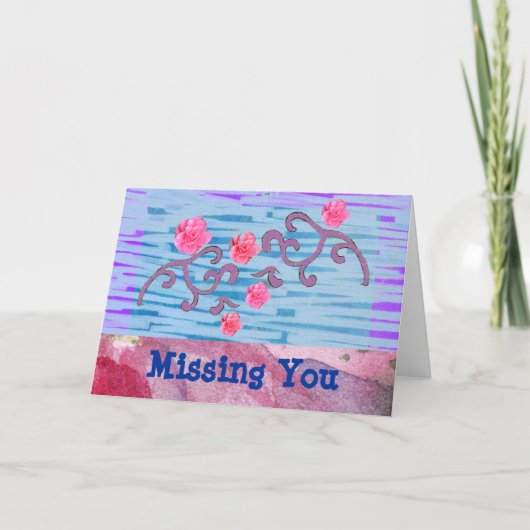 Roze bloemen aanpasbaar kaart (Voorkant)