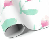 Roze Bloemen Abstract Cadeaupapier (Rol Hoek)