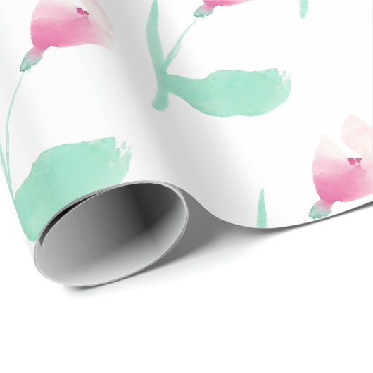 Roze Bloemen Abstract Cadeaupapier (Rol Hoek)