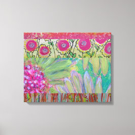 Roze bloemen Abstract Canvas Afdruk