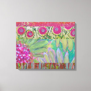 Roze bloemen Abstract Canvas Afdruk