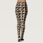 Roze Bloemen Abstract Zwart Leggings (Achterkant)