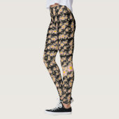 Roze Bloemen Abstract Zwart Leggings (Links)