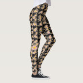 Roze Bloemen Abstract Zwart Leggings (Rechts)