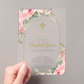 Roze bloemen acryl doop Spaanse uitnodiging Acryl Uitnodigingen (Insitu (Draagbaar))