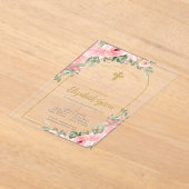 Roze bloemen acryl doop Spaanse uitnodiging Acryl Uitnodigingen (Laagn)