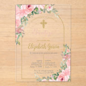 Roze bloemen acryl doop Spaanse uitnodiging Acryl Uitnodigingen (Voorkant)