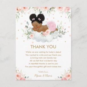 Roze Bloemen Afrikaans Amerikaans Baby shower Verj Briefkaart