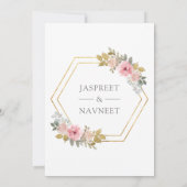 Roze Bloemen Anand Karaj Indiase sikh bruiloft Kaart (Achterkant)