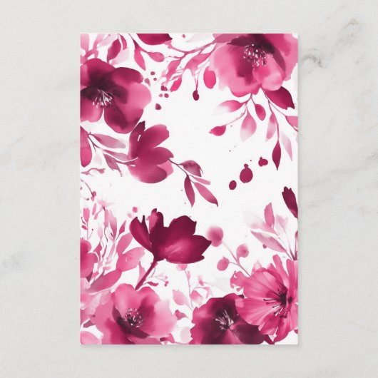 Roze Bloemen Aquarel Bruidsdiner Aangepaste QR Informatiekaartje (Achterkant)