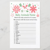 Roze bloemen Baby Dieren Naam Game (Voorkant)