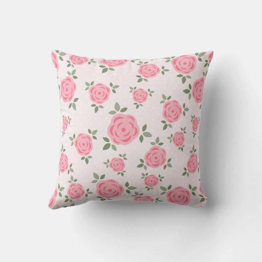 Roze Bloemen Baby Geboorteaankondiging Kussen (Achterkant)