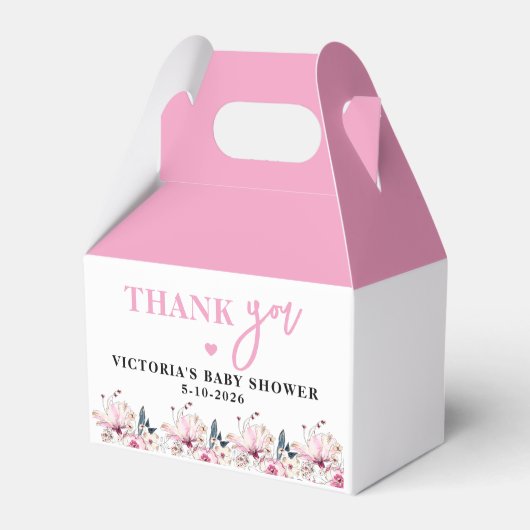 Roze Bloemen Baby in Bloom Baby shower Favor Box Bedankdoosjes (Voorkant Zijde)