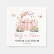 Roze Bloemen Baby in Bloom Butterfly Baby shower