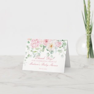 Roze Bloemen Baby in Bloom Douche Dank u kaart