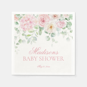 Roze Bloemen Baby in Bloom Hydrangea Baby shower Servet