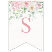 Roze Bloemen Baby in Bloom Hydrangea Baby shower Vlaggetjes (Eerste vlag)