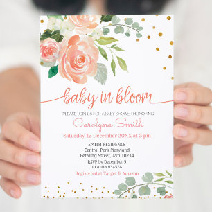 Roze Bloemen baby in Bloom Shower Kaart