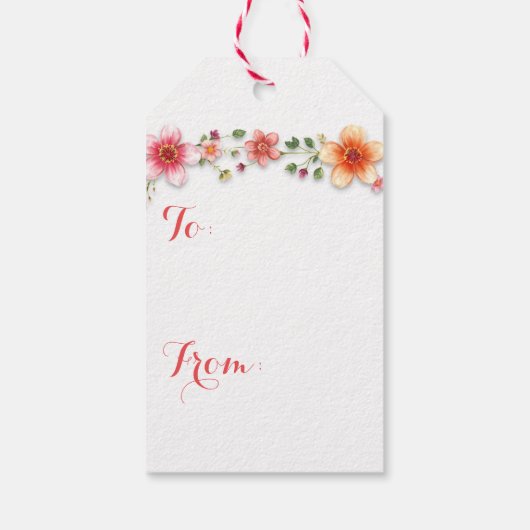 Roze Bloemen Baby Meisje en Witte Kitten Cadeaulabel (Achterkant)