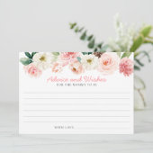Roze Bloemen Baby shower Advies en Wensen Kaart (Staand voorkant)