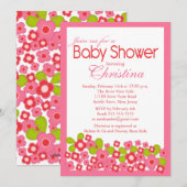  roze bloemen Baby shower Kaart (Voorkant / Achterkant)