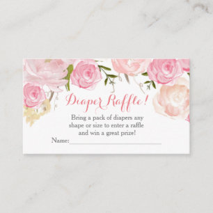 Roze bloemen baby shower luier verloting kaarten
