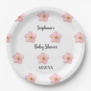 Roze Bloemen Baby shower Petunia Patroon Artsy Sch Papieren Bordje