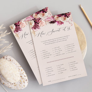 Roze Bloemen Baby shower Snoep Guessing Game Sheet Flyer