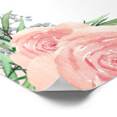 Roze bloemen Baby shower WelkomstPoster Poster (Hoek)