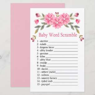 Roze bloemen Baby word scramble game