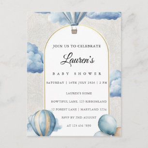 Roze bloemen babyshower uitnodiging poster briefkaart
