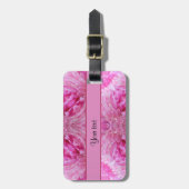 Roze bloemen bagagelabel (Voorkant verticaal)