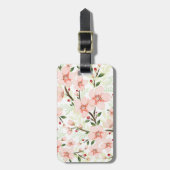 Roze bloemen bagagelabel (Voorkant verticaal)