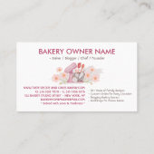 Roze Bloemen Bakkerij Pastry Chef Baking Utensils Visitekaartje (Achterkant)