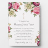 Roze bloemen Baptisme Prayer Fotoplaat (voorkant)