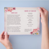 Roze Bloemen Begrafenis Pamflet Orde van Service Flyer (Hand)