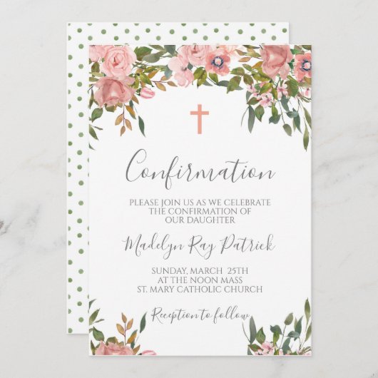 Roze Bloemen Bevestiging Kaart (Voorkant / Achterkant)