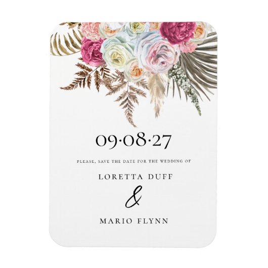 Roze Bloemen Bewaar de datum Magneet (Verticaal)