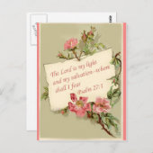 Roze bloemen Bijbel Verse Briefkaart (Voorkant / Achterkant)