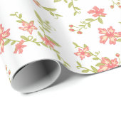 Roze bloemen Birthday Cadeaupapier (Rol Hoek)