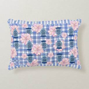 Roze Bloemen Blauw Ginger Jars Lumbar Accent Kussen