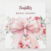 Roze bloemen bloeien Bruiloftsfeest Wijn Etiket (Enkel label)
