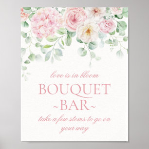 Roze Bloemen Bloemen Hortensia Bruids Boeket Bar Poster