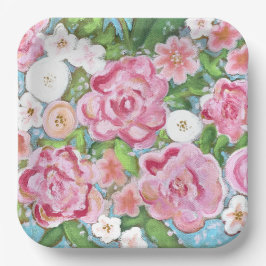 Roze Bloemen Bloemen van de Bloemenlente Papieren Bordje