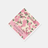 Roze bloemen, bloemenmotief, Jouw naam Servet (Hoek)