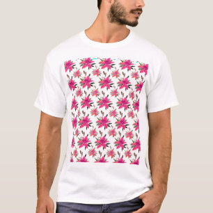 Roze Bloemen Bloemmotief Ontwerp T-shirt