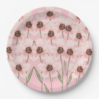 Roze bloemen bloempatroon papieren borden bordje