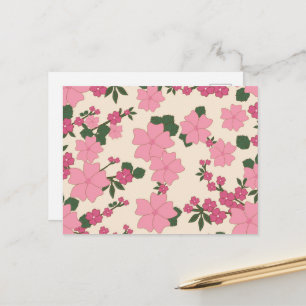 Roze bloemen, bloempatroon, patroon van bloemen briefkaart
