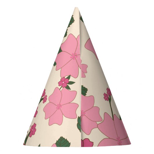 Roze bloemen, bloempatroon, patroon van bloemen feesthoedjes (Achterkant)