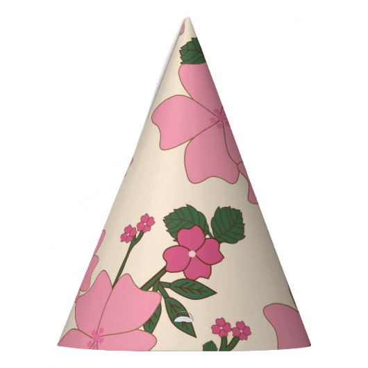 Roze bloemen, bloempatroon, patroon van bloemen feesthoedjes (Links)